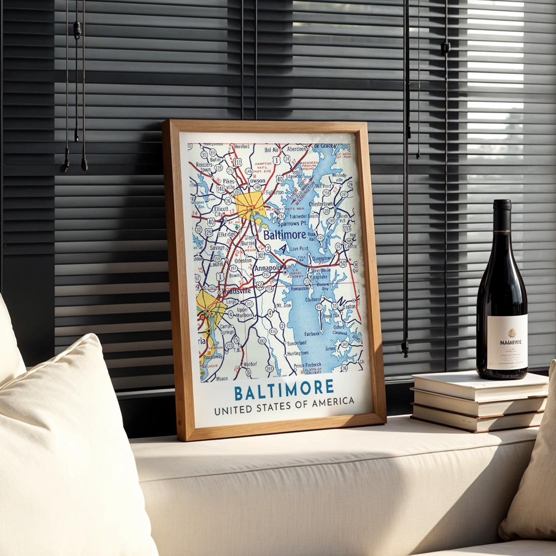 Vintage Baltimore Map Poster, Maryland City Art Print (Digital Download)