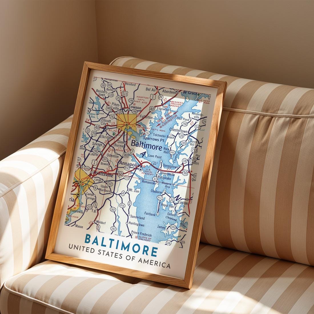Vintage Baltimore Map Poster, Maryland City Art Print (Digital Download)