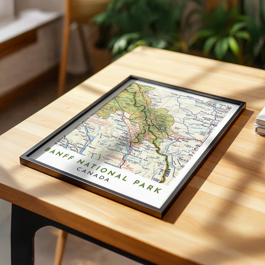 Vintage Banff National Park Map Poster, Canada Travel Wall Art (Digital Download)