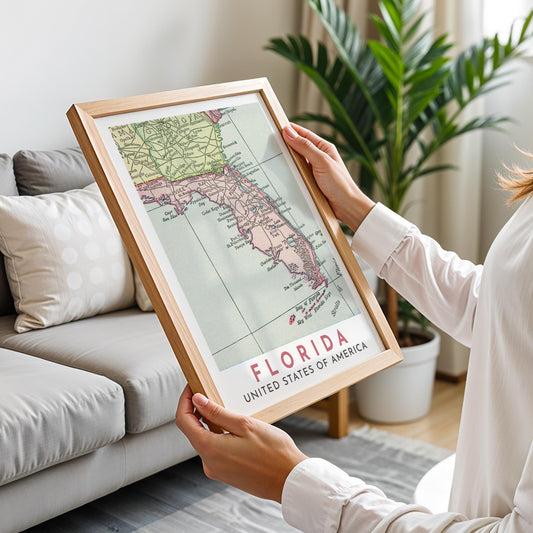 Vintage Florida Map Print, Travel Wall Art (Digital Download)