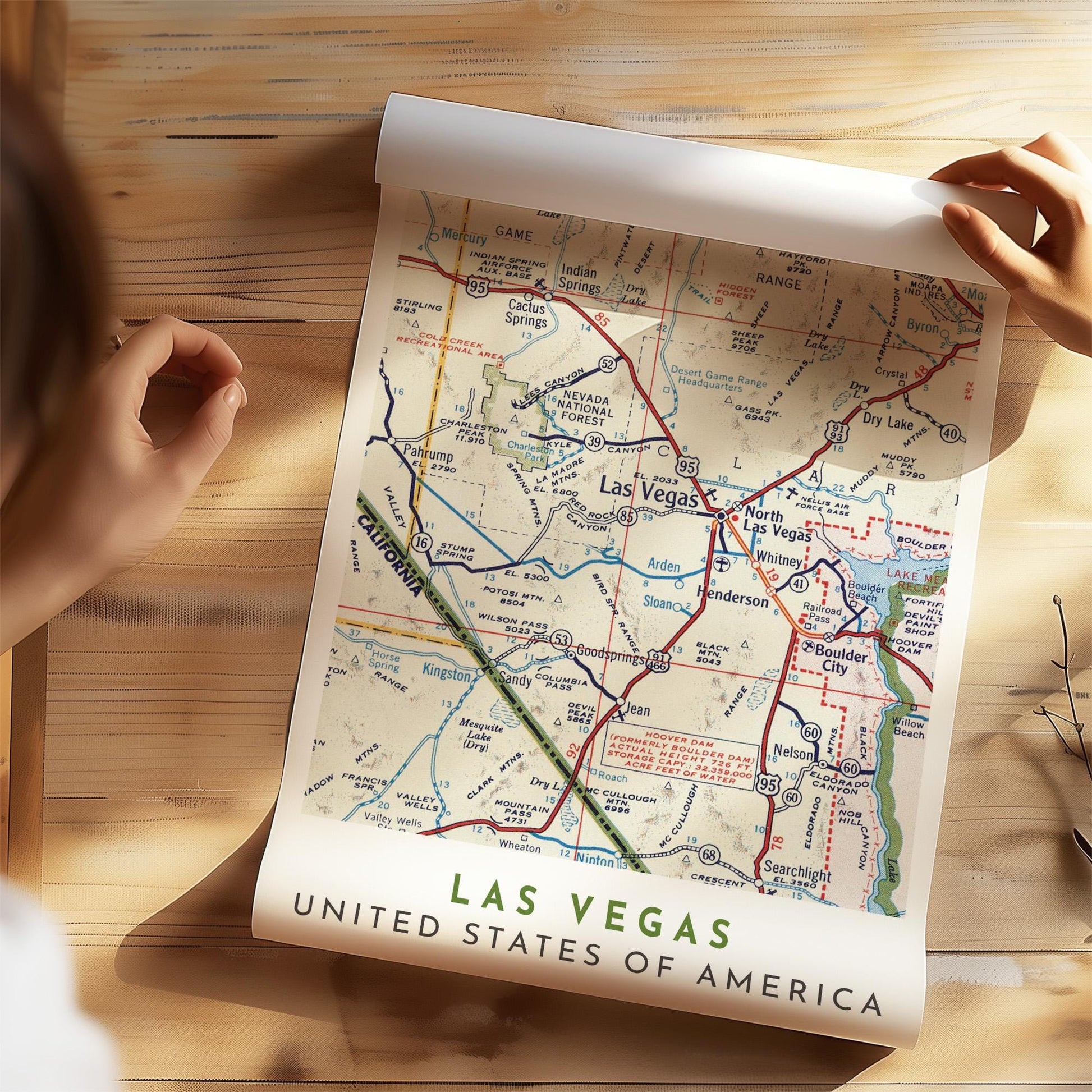Las Vegas Vintage Map Poster, Nevada City Wall Art (Digital Download)