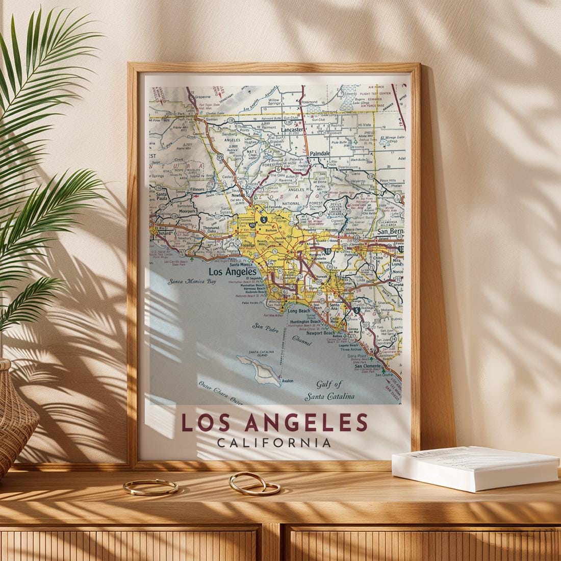 Vintage Los Angeles Map Print, California Travel Poster (Digital Download)