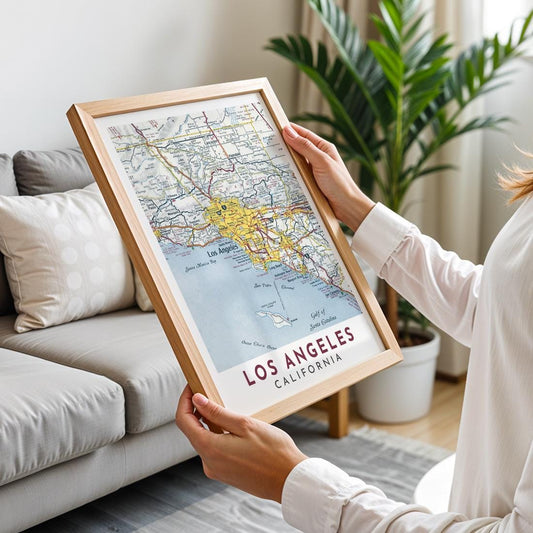 Vintage Los Angeles Map Print, California Travel Poster (Digital Download)