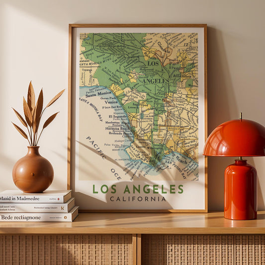 Los Angeles Vintage Map Print, California Travel Poster (Digital Download)
