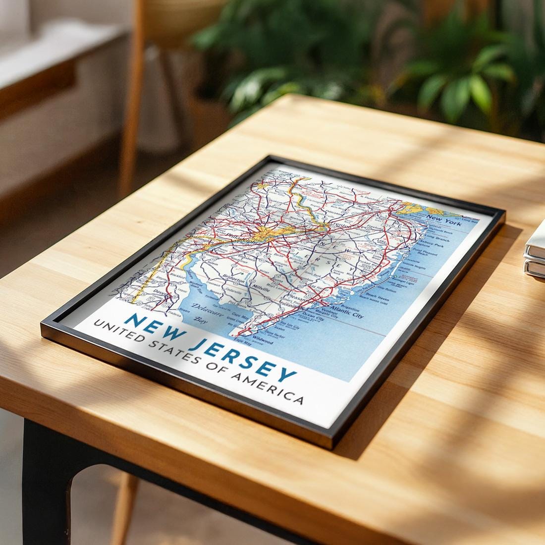 Vintage New Jersey Map Print, Jersey Shore Wall Art (Digital Download)