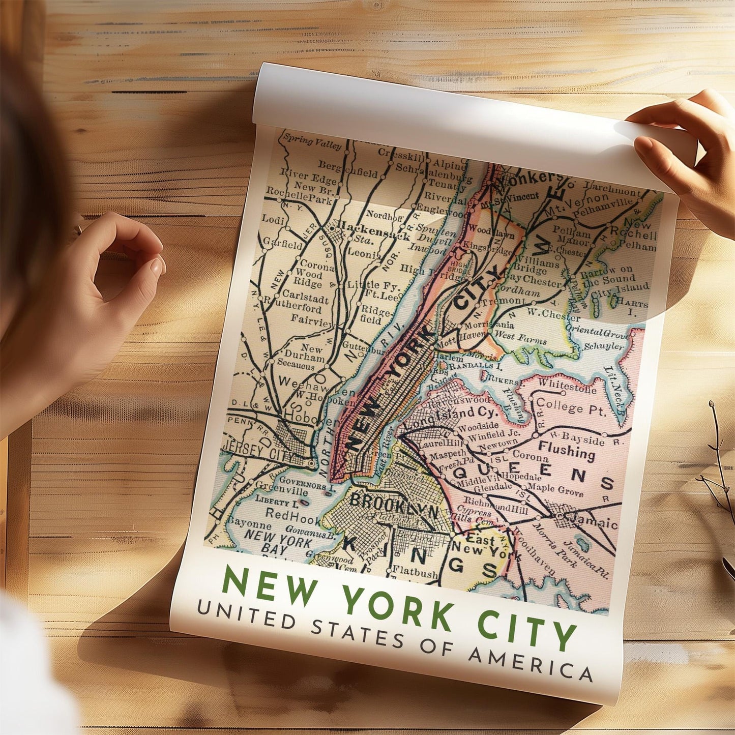 New York City Vintage Map Print, NYC Wall Art (Digital Download)