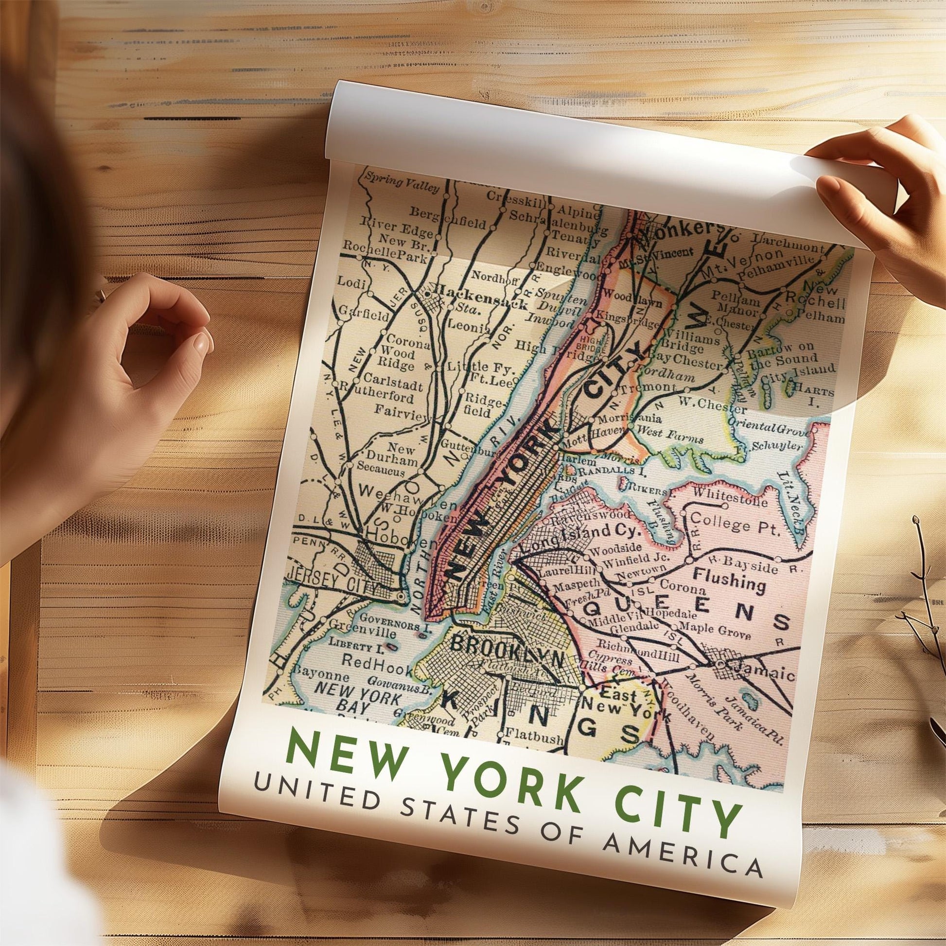 New York City Vintage Map Print, NYC Wall Art (Digital Download)