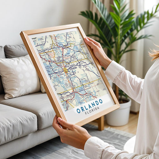 Vintage Orlando Florida Map Print, City Wall Art (Digital Download)