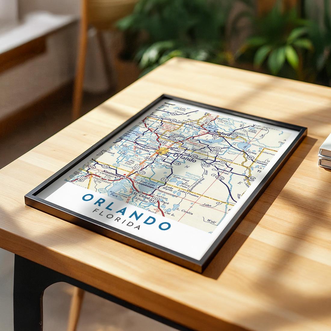 Vintage Orlando Florida Map Print, City Wall Art (Digital Download)