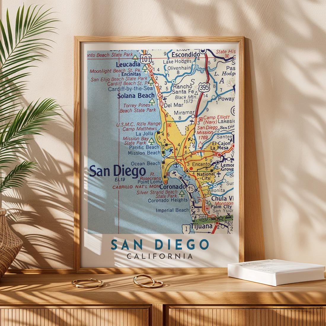 Vintage San Diego Map Print, California City Art (Digital Download)