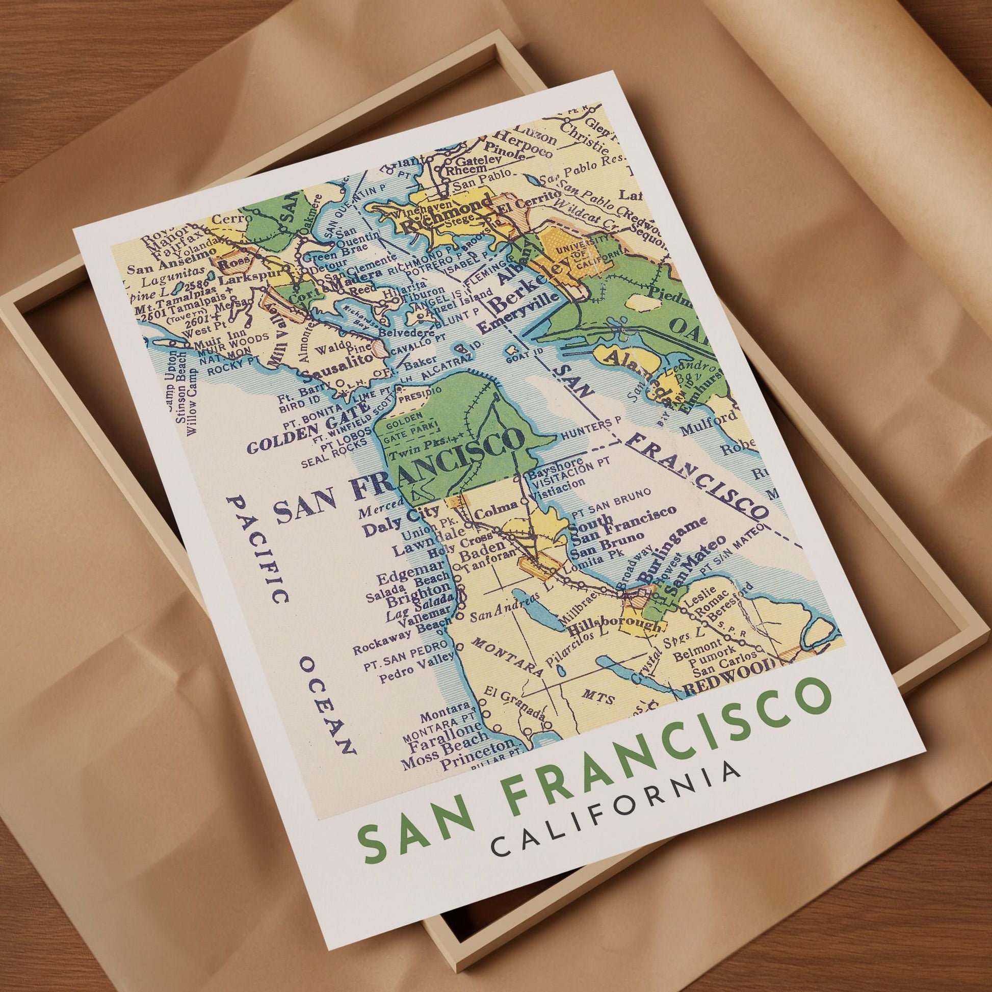 Vintage San Francisco Map Print, California Wall Art (Digital Download)