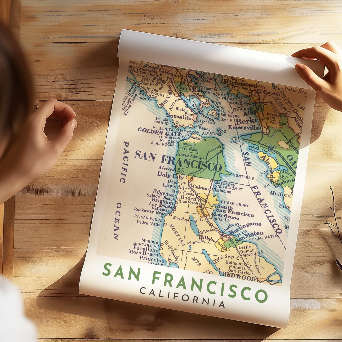 Vintage San Francisco Map Print, California Wall Art (Digital Download)
