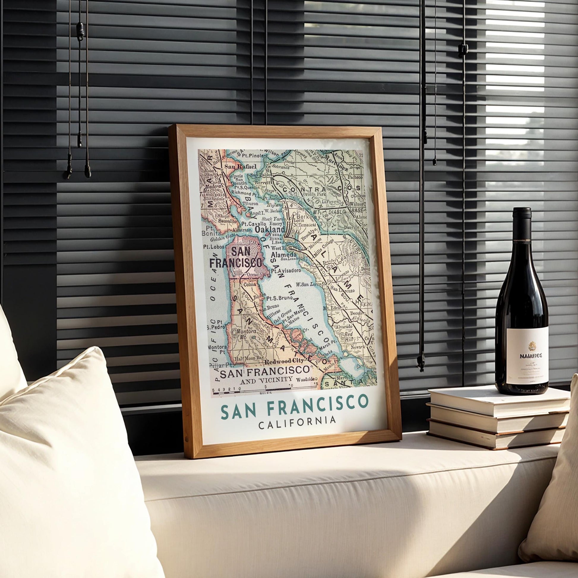 Vintage San Francisco Map Print, California Travel Poster (Digital Download)