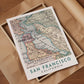 Vintage San Francisco Map Print, California Travel Poster (Digital Download)