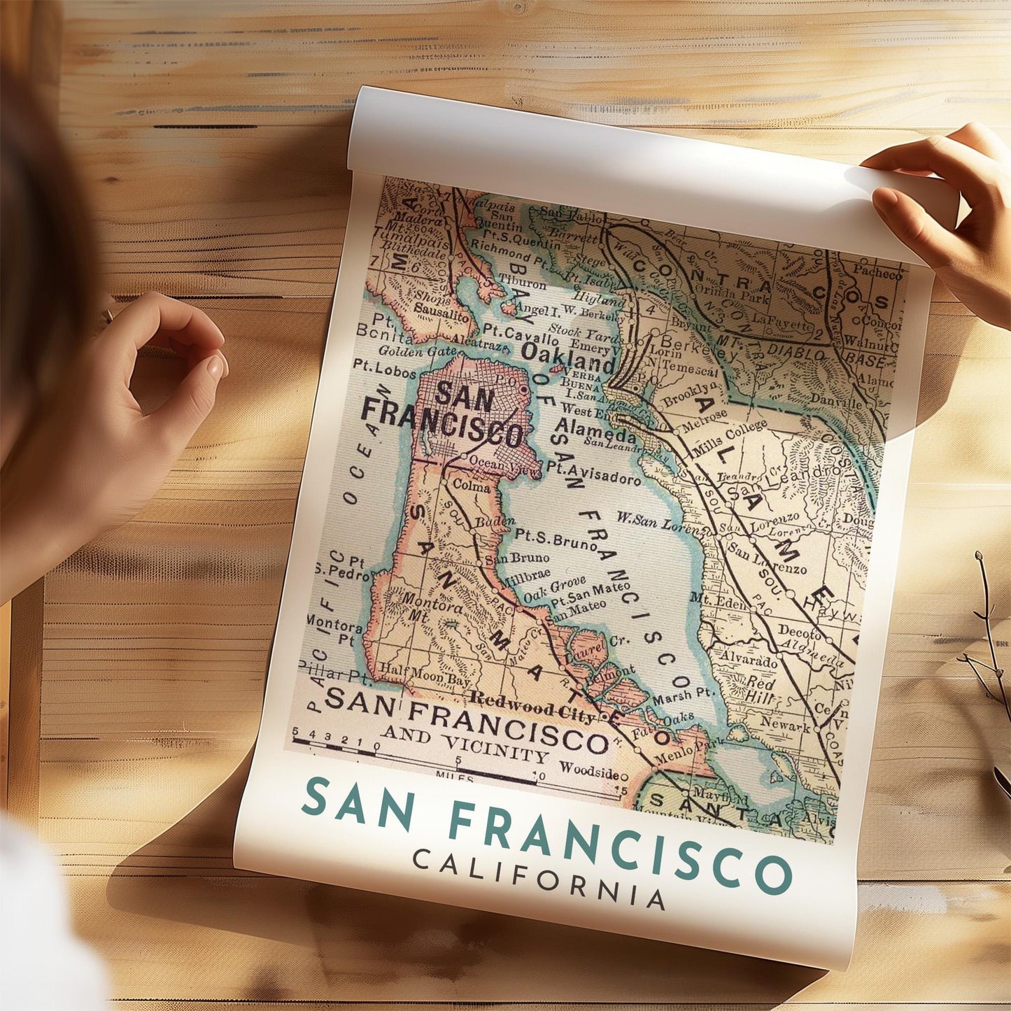 Vintage San Francisco Map Print, California Travel Poster (Digital Download)