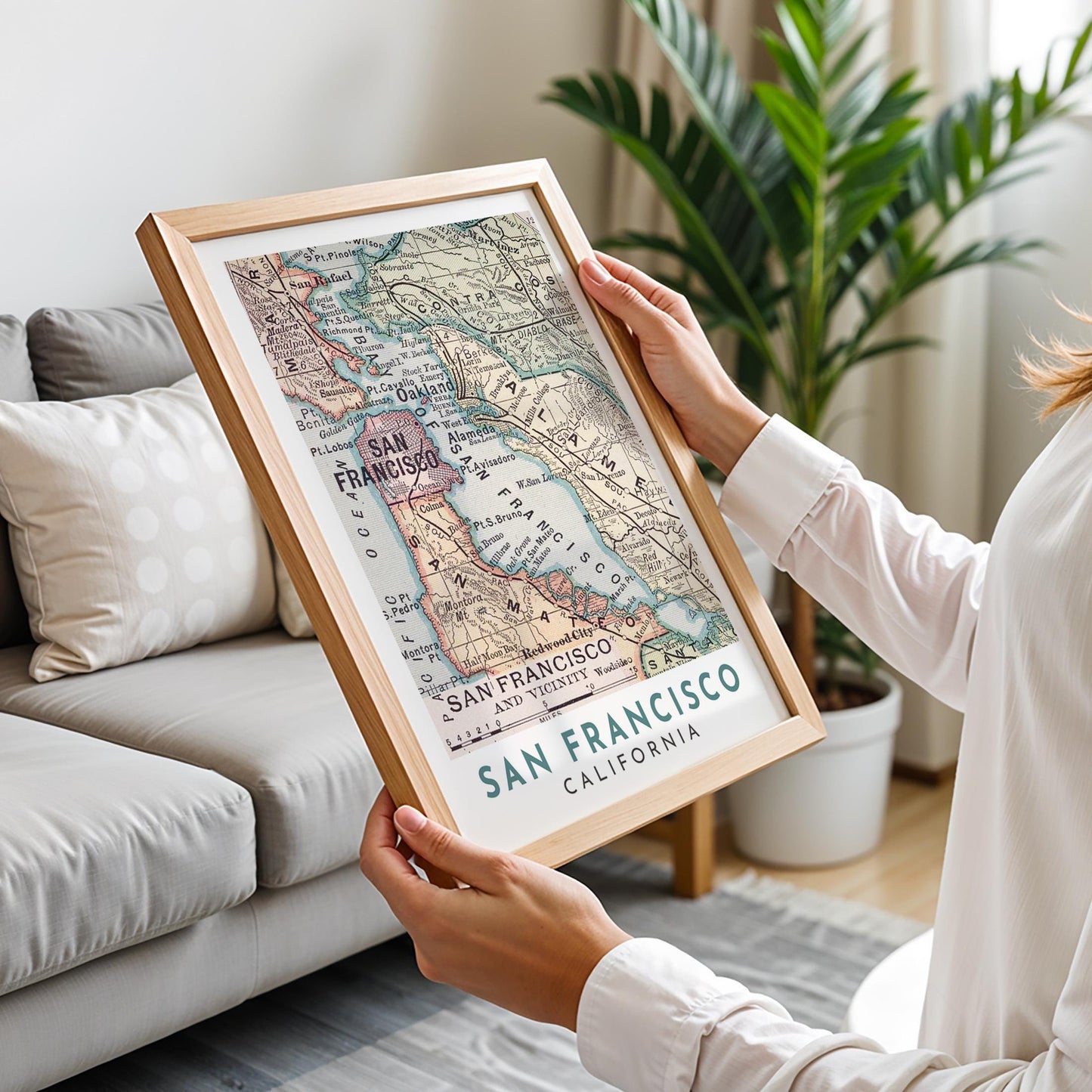 Vintage San Francisco Map Print, California Travel Poster (Digital Download)