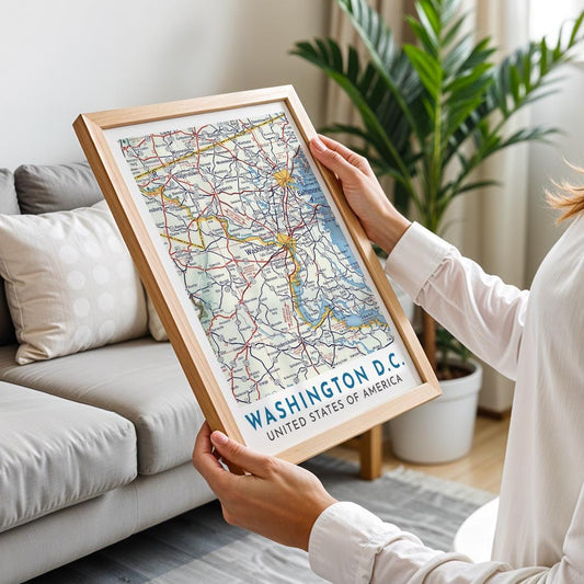 Vintage Washington DC Map Print, USA City Travel Poster (Digital Download)