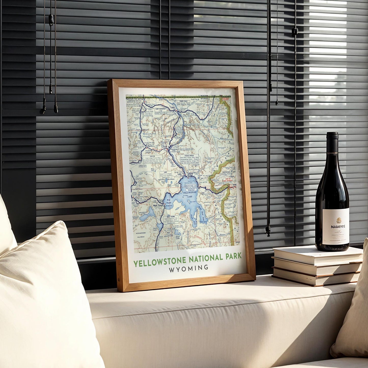 Yellowstone National Park Vintage Map Print (Digital Download)