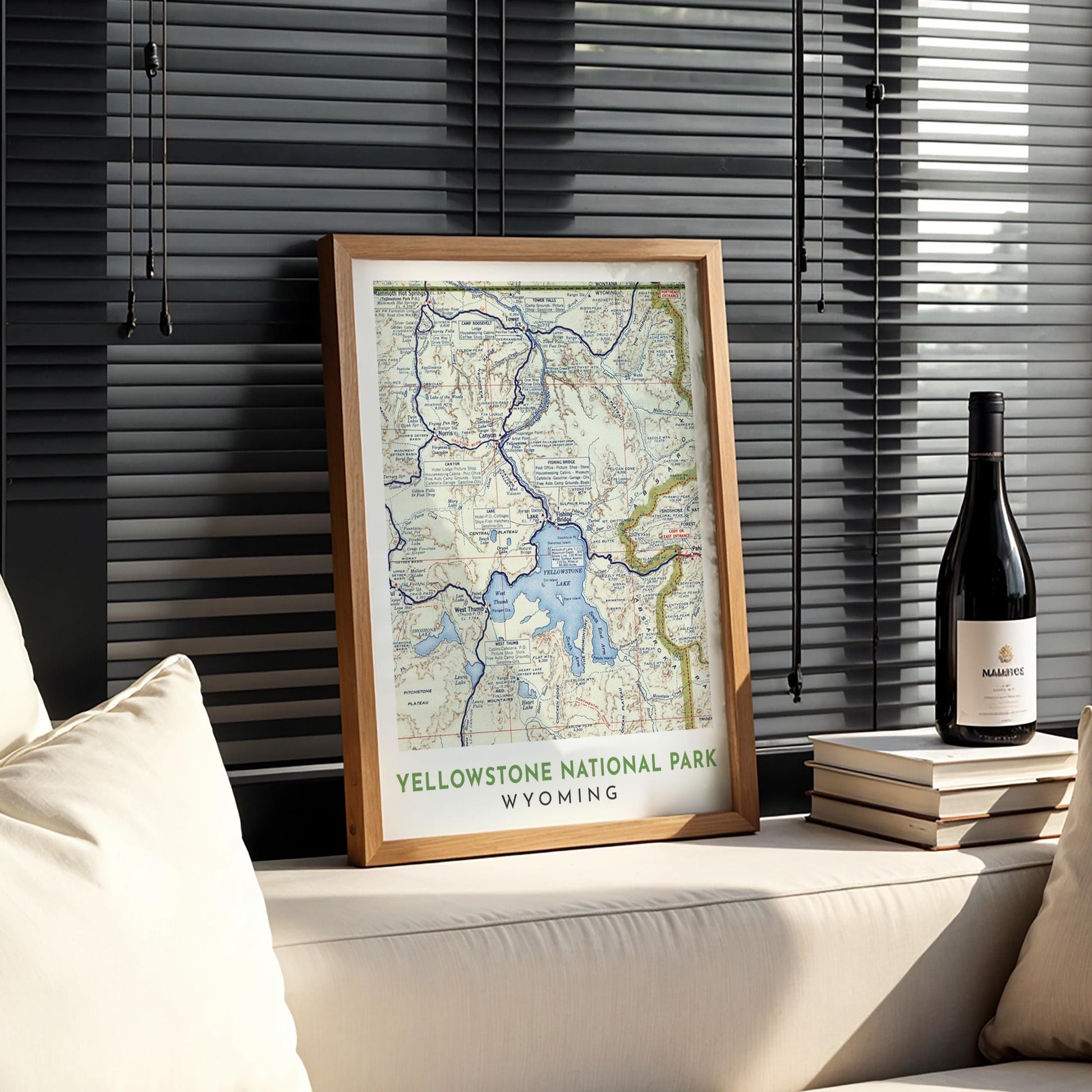 Yellowstone National Park Vintage Map Print (Digital Download)