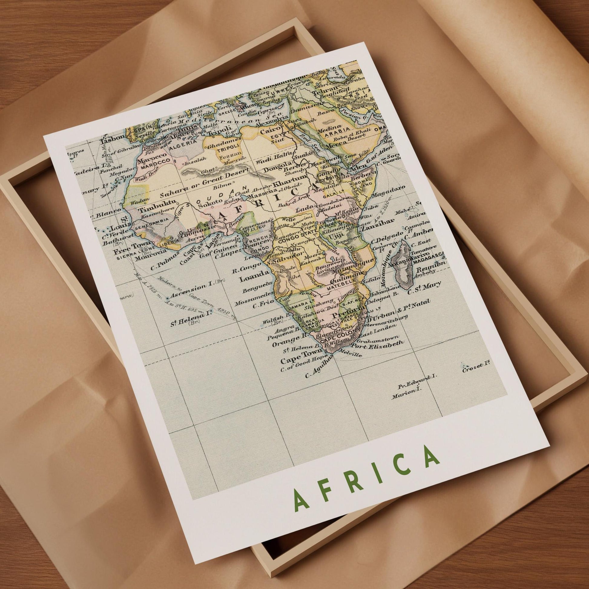 1892 Africa Map Poster, Vintage Continent Wall Art (Digital Download)