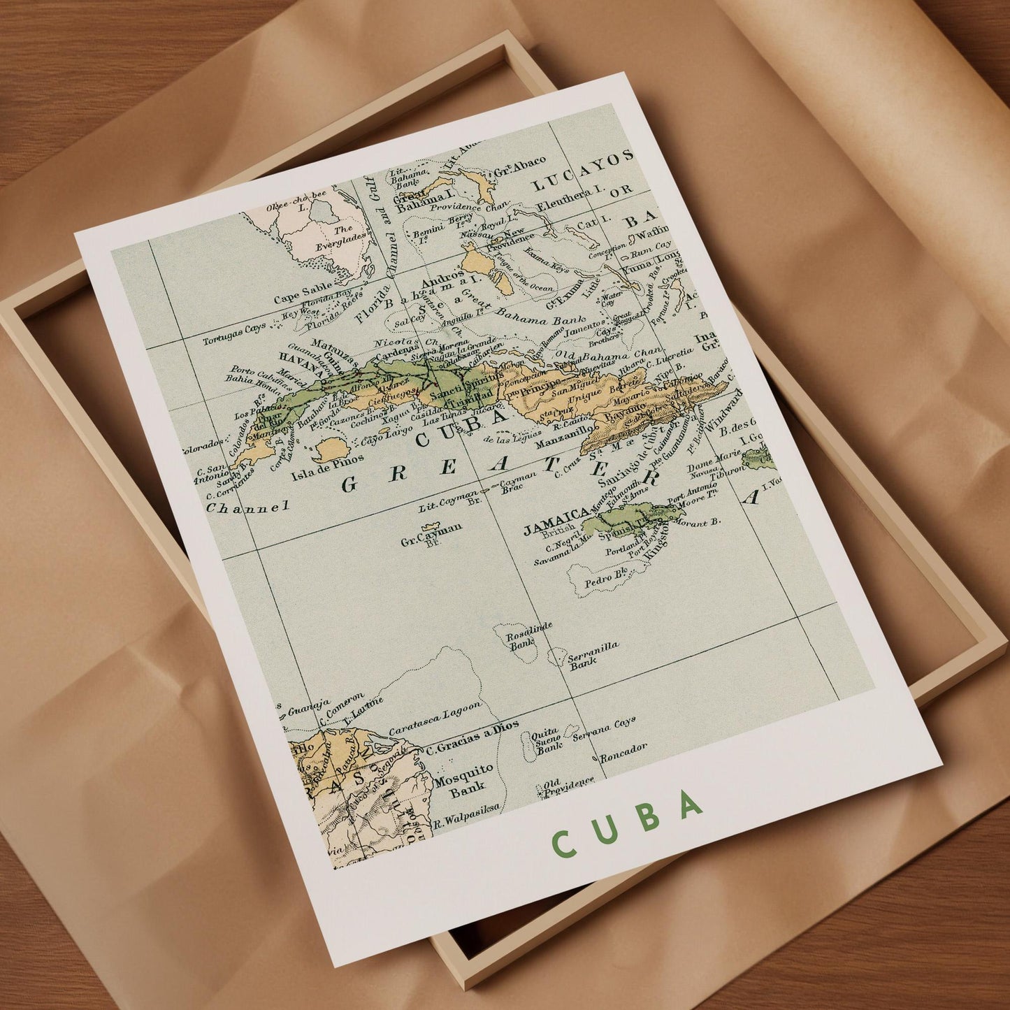 1907 Vintage Cuba Map Poster, Antique Caribbean Travel Wall Art (Digital Download)