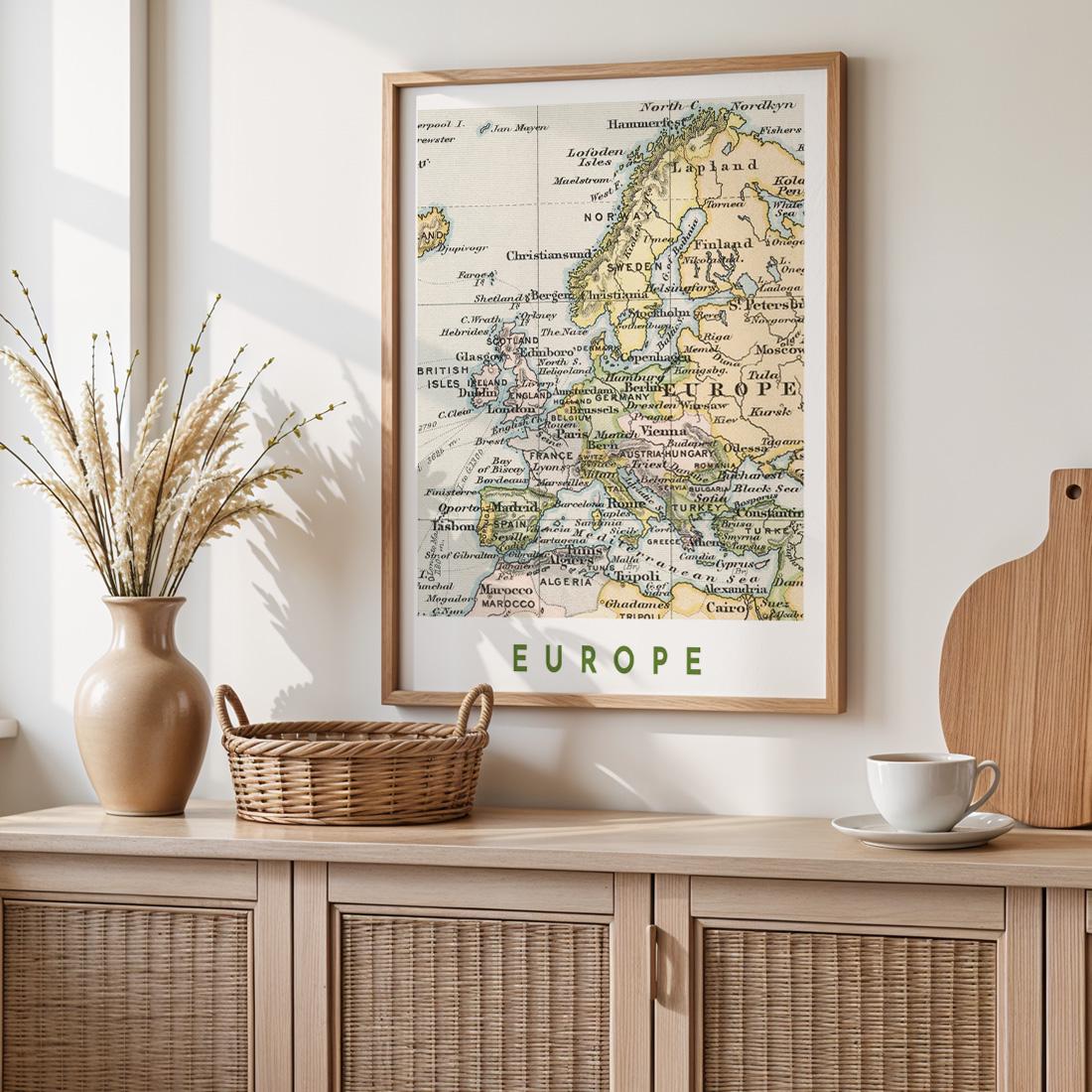 1892 Europe Map Print, Antique Vintage Travel Poster (Digital Download)