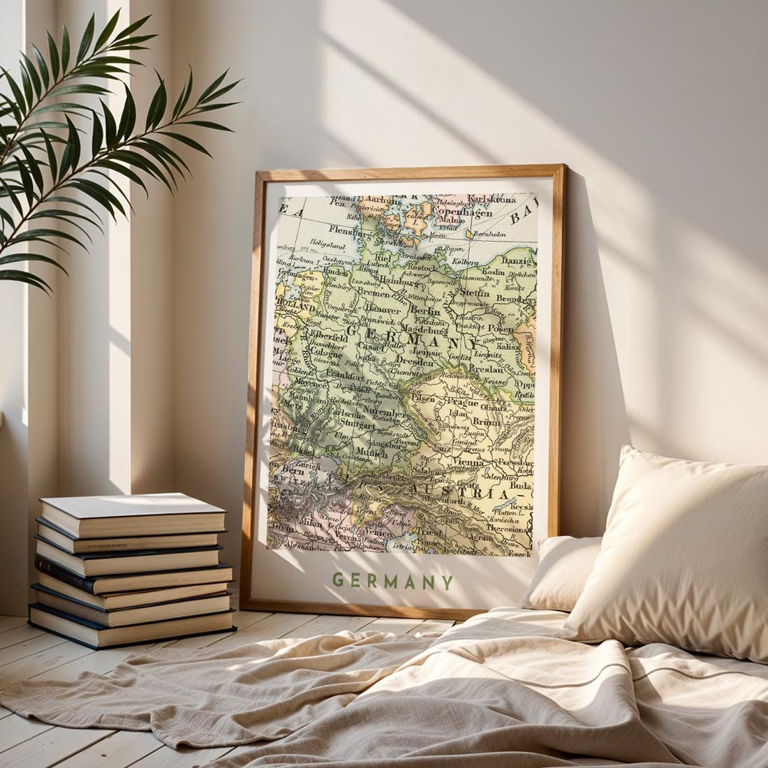 1892 Germany Map Poster, Vintage European Wall Art (Digital Download)