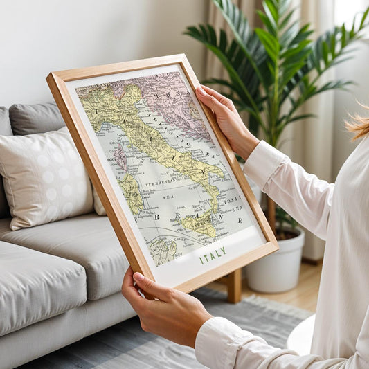 1889 Vintage Map of Italy, Antique Italy Wall Art (Digital Download)