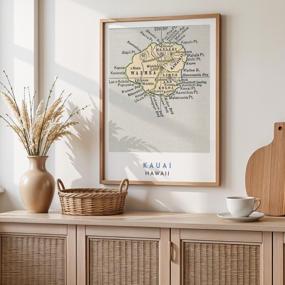 Vintage 1901 Kauai Map Print, Hawaii Wall Art (Digital Download)