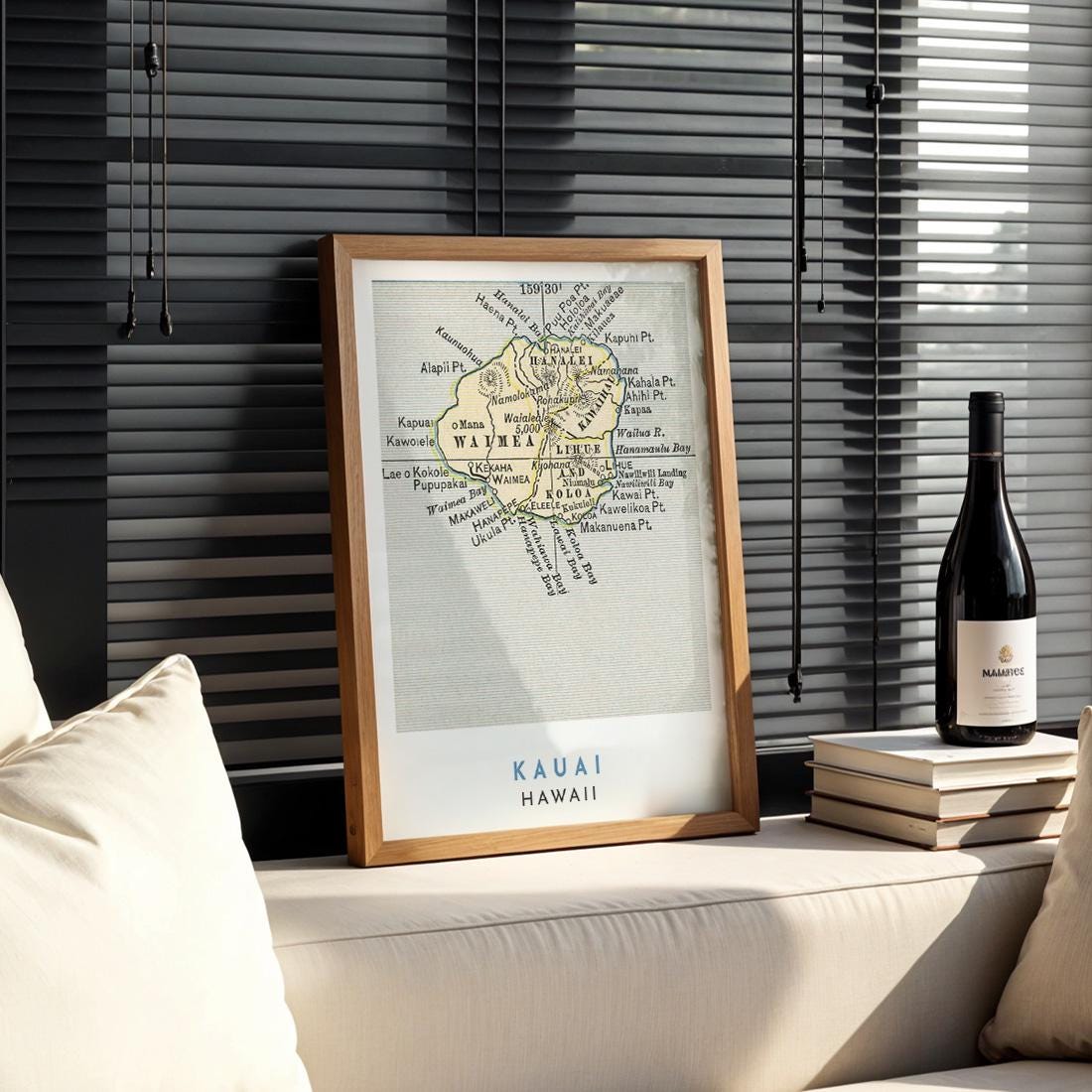 Vintage 1901 Kauai Map Print, Hawaii Wall Art (Digital Download)