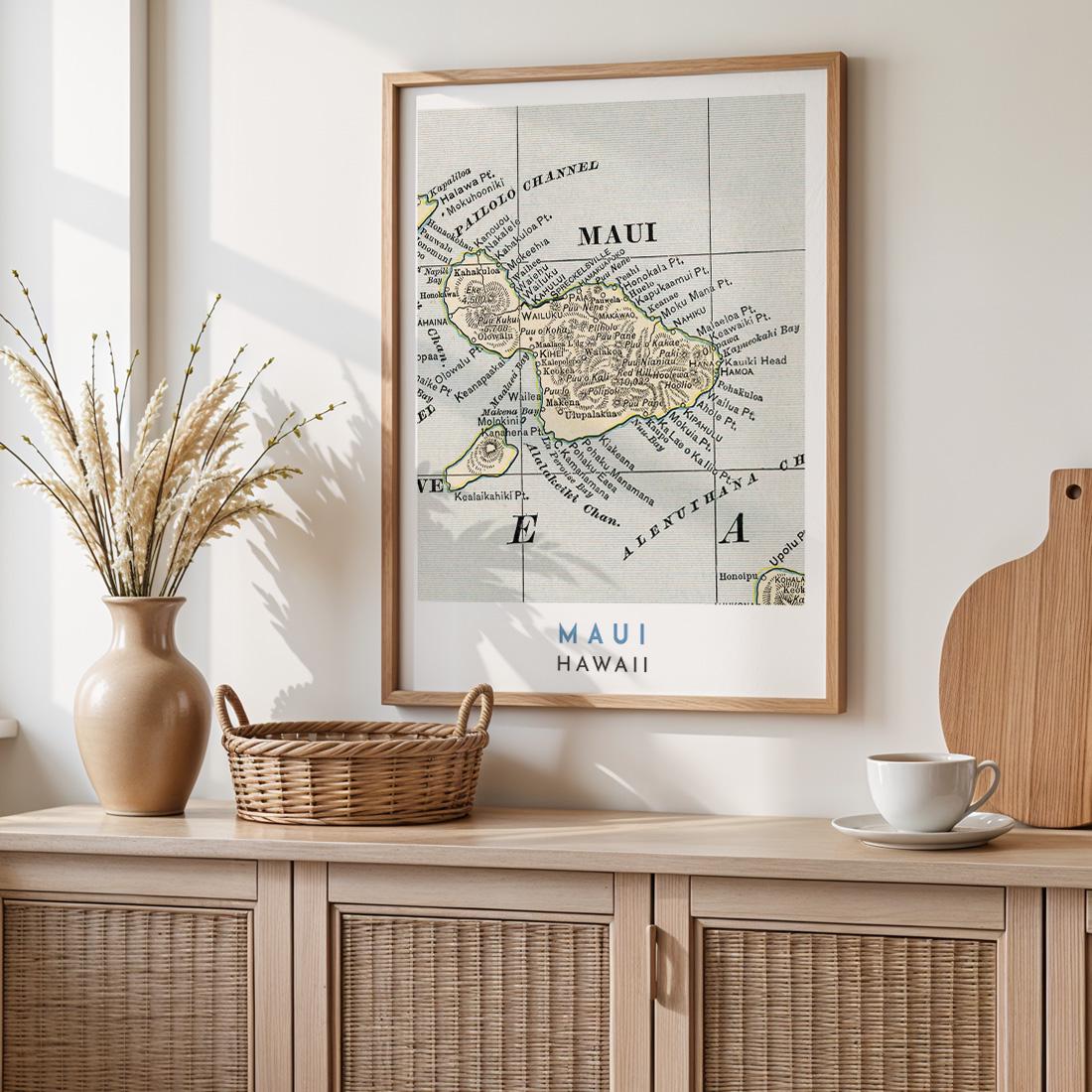 1901 Maui Vintage Map Print, Historic Hawaii Wall Art (Digital Download)