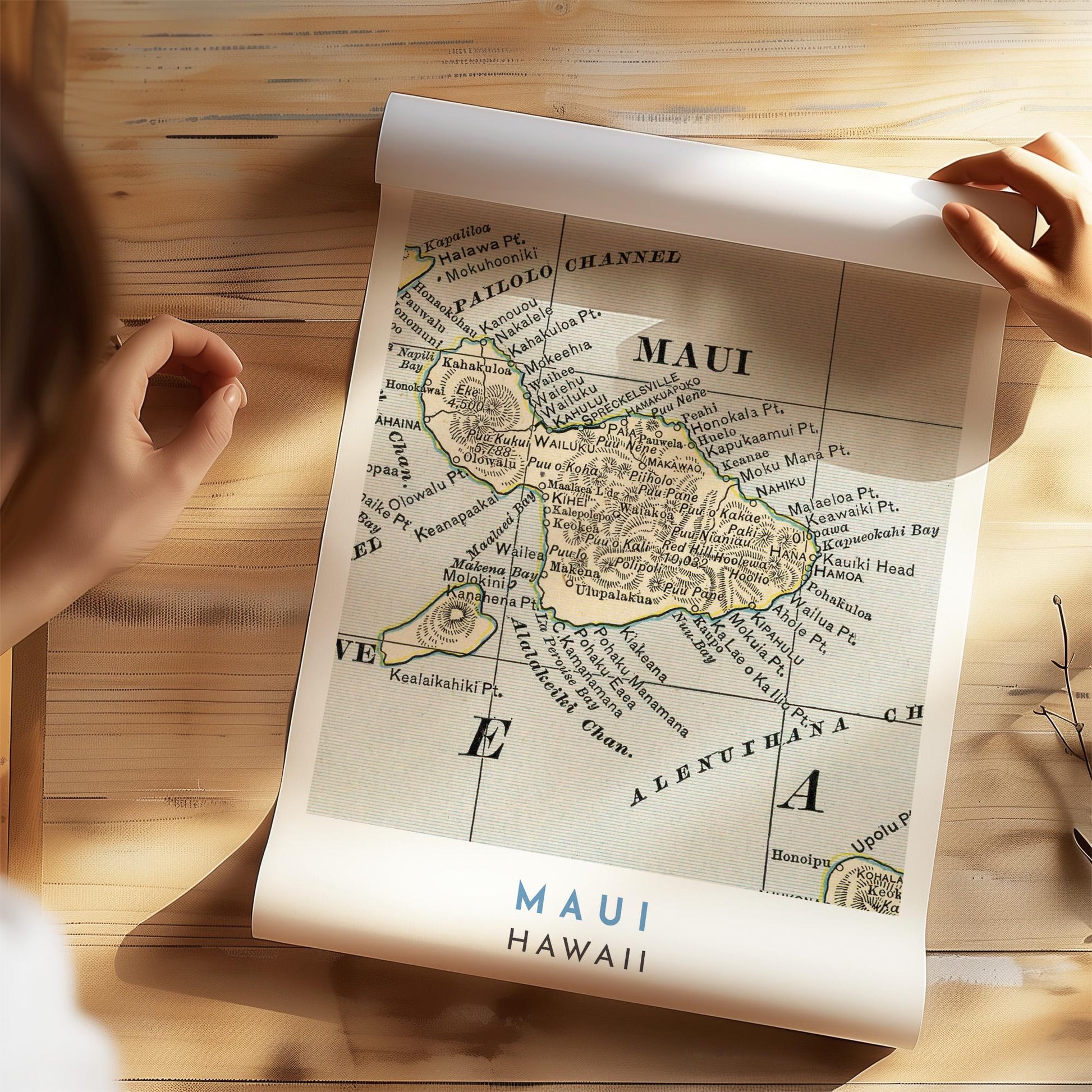 1901 Maui Vintage Map Print, Historic Hawaii Wall Art (Digital Download)