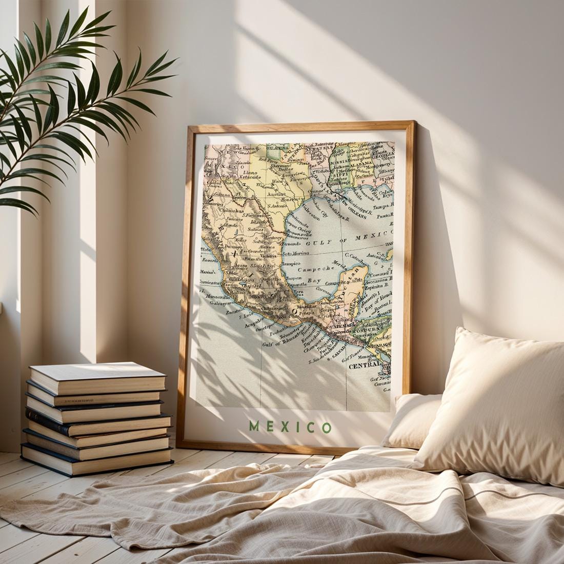 1881 Vintage Mexico Map Poster, Mexico Wall Art (Digital Download)