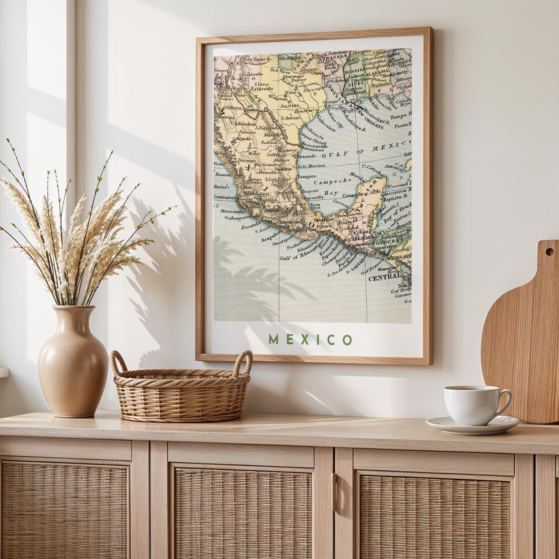 1881 Vintage Mexico Map Poster, Mexico Wall Art (Digital Download)