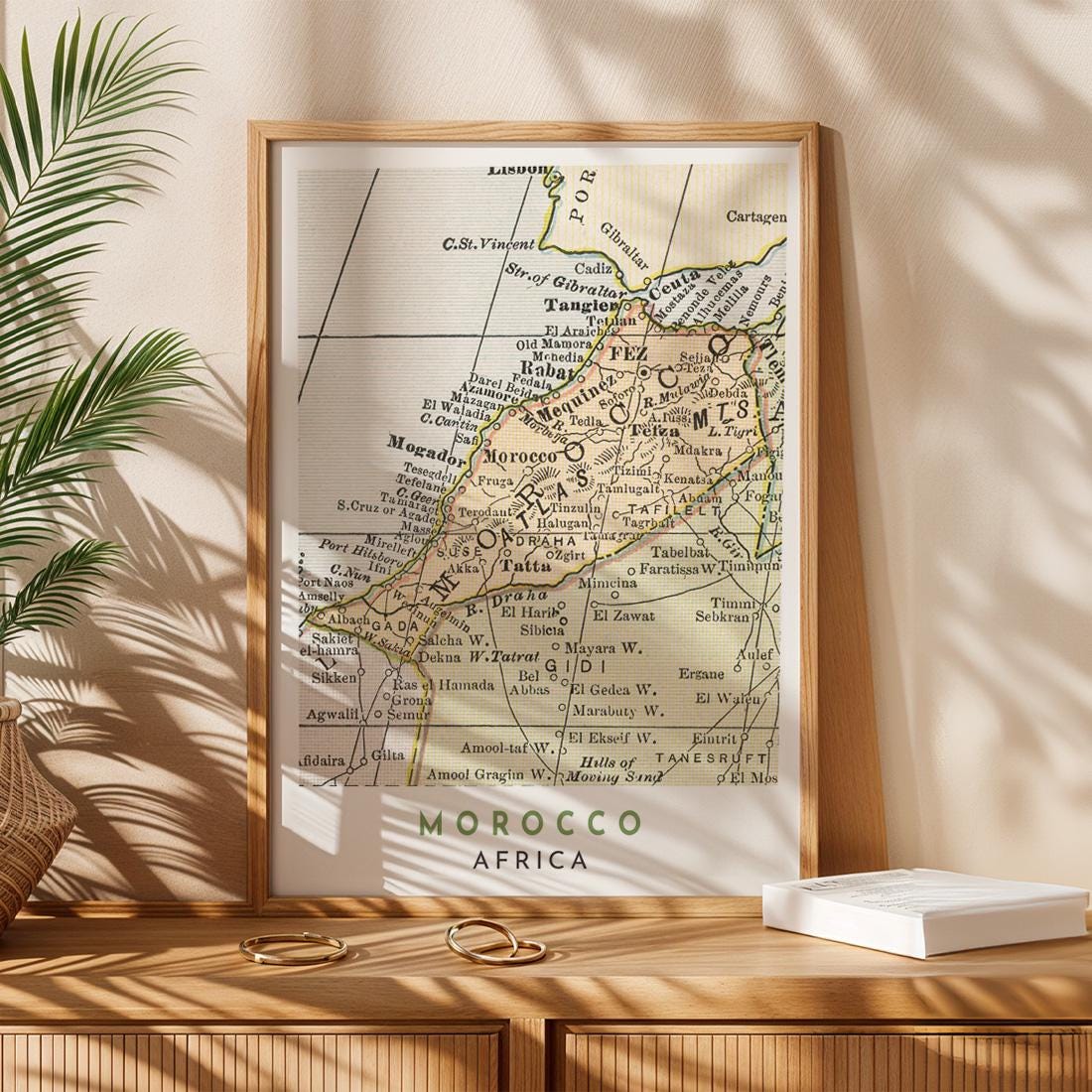 1899 Morocco Vintage Map Print, Antique North Africa Wall Art (Digital Download)