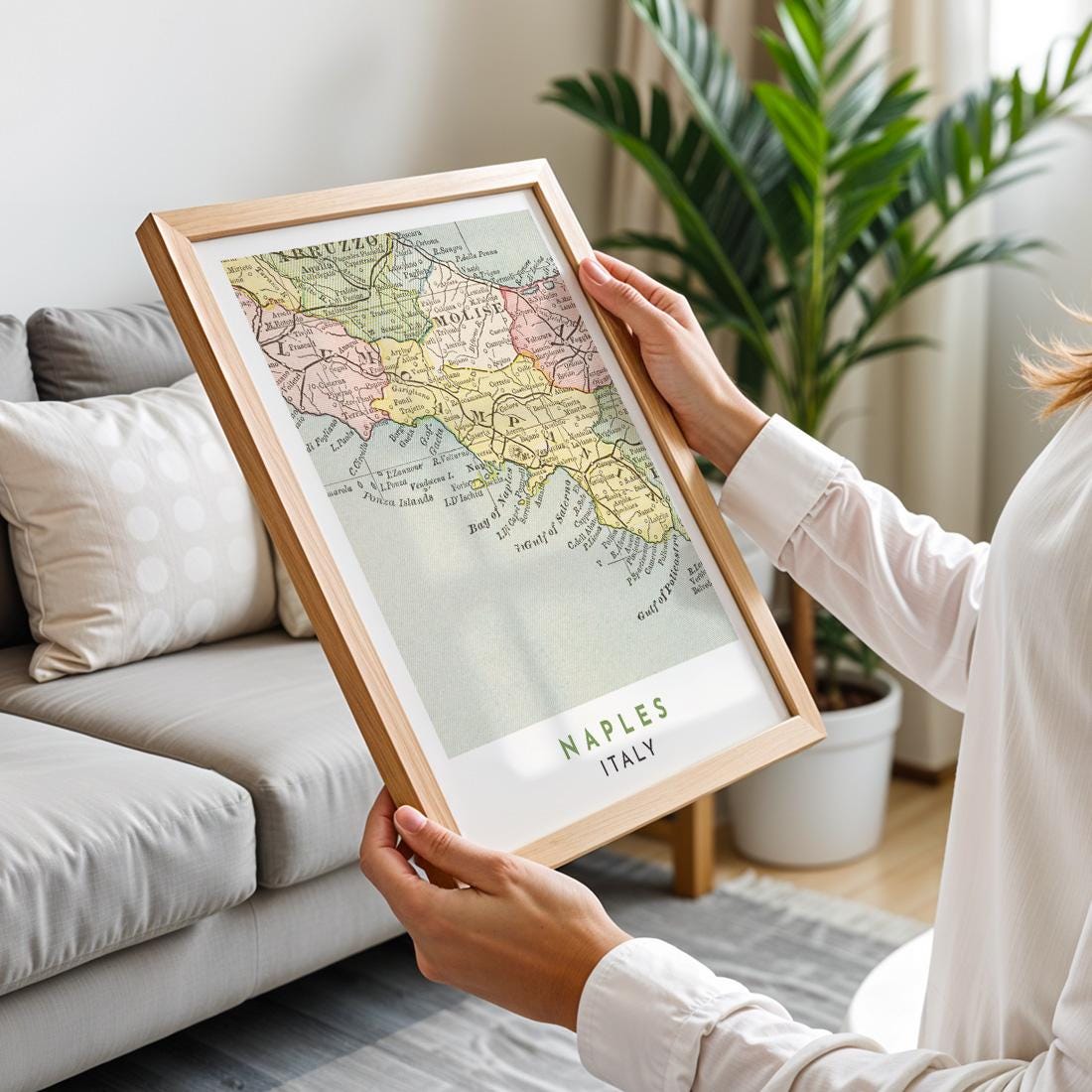 1899 Naples Map Poster, Amalfi Coast Print, Sorrento Italy Travel Art (Digital Download)