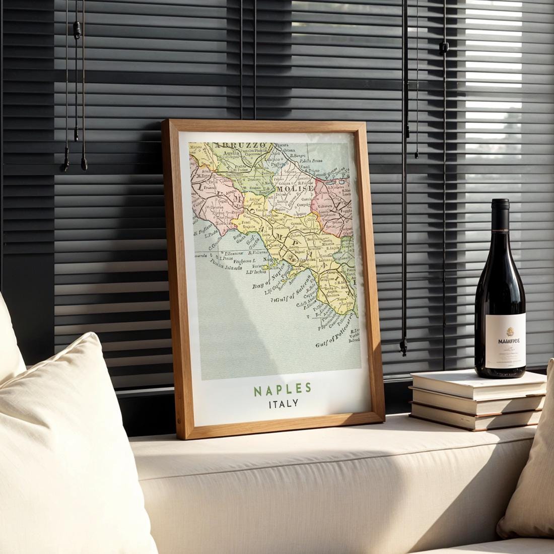 1899 Naples Map Poster, Amalfi Coast Print, Sorrento Italy Travel Art (Digital Download)
