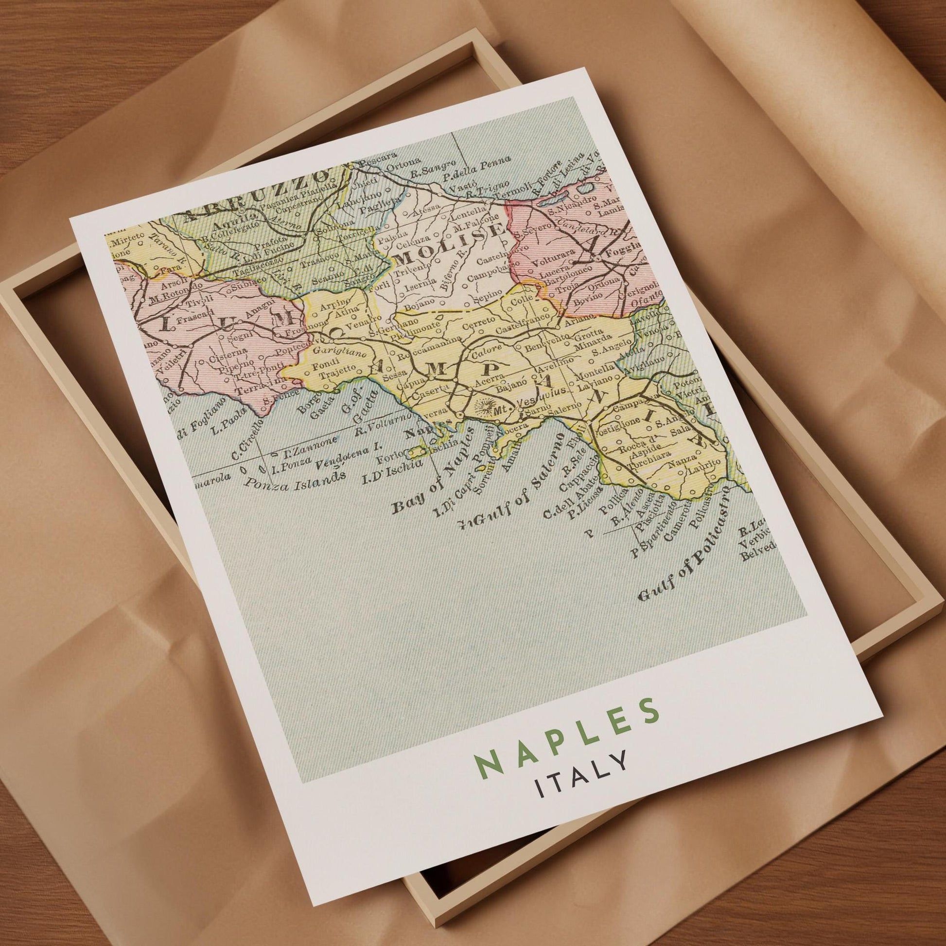 1899 Naples Map Poster, Amalfi Coast Print, Sorrento Italy Travel Art (Digital Download)