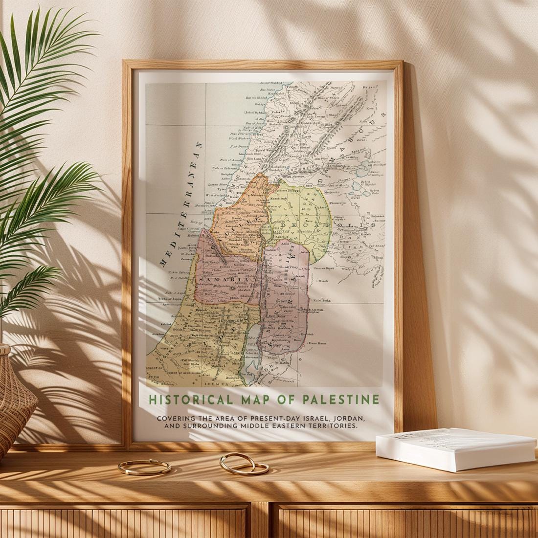 Middle East Vintage Map Print, Palestine Art, Isreal Poster, 1883 Historic Map (Digital Download)