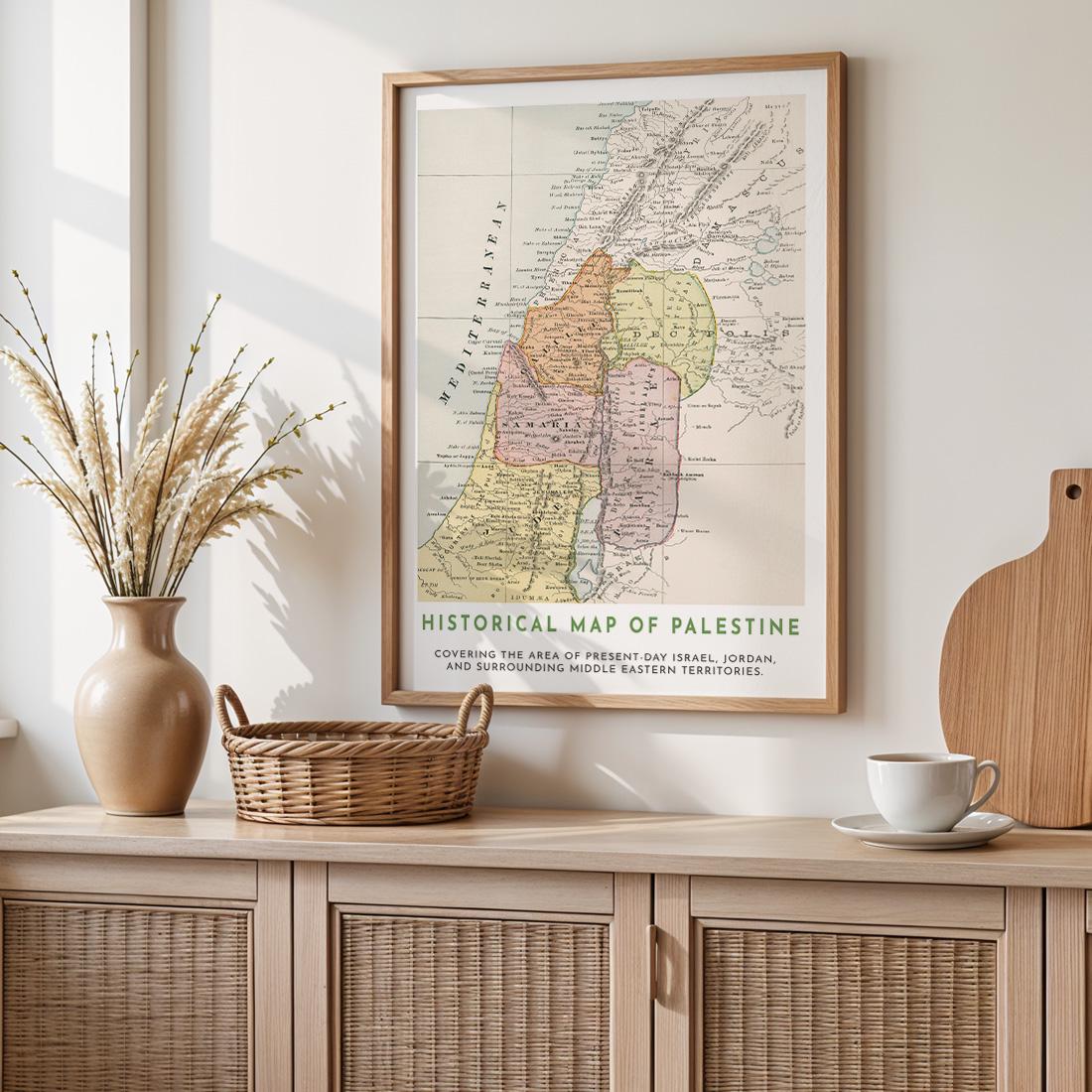 Middle East Vintage Map Print, Palestine Art, Isreal Poster, 1883 Historic Map (Digital Download)