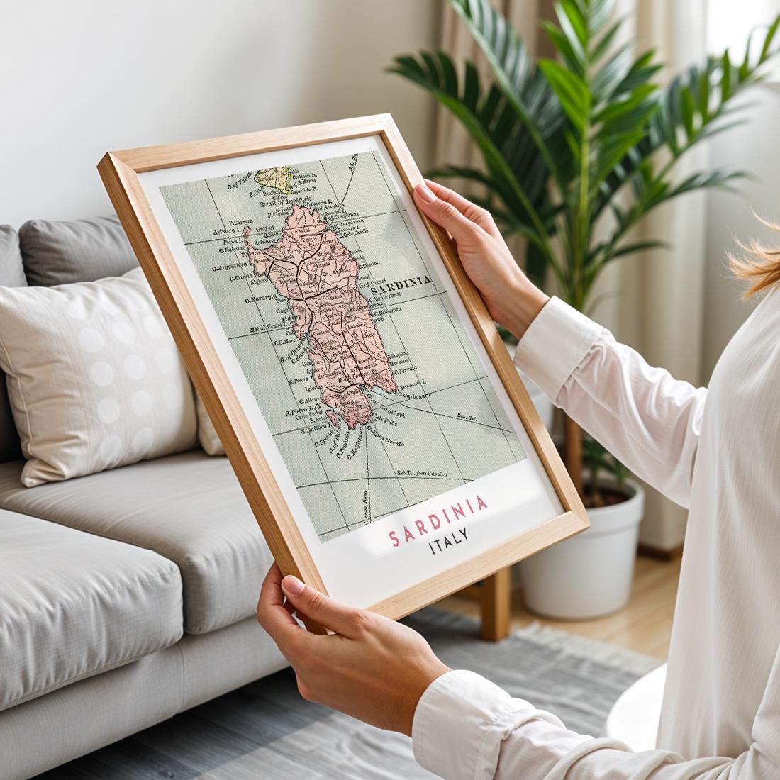 1899 Sardinia Map Poster, Vintage Italy Travel Wall Art (Digital Download)