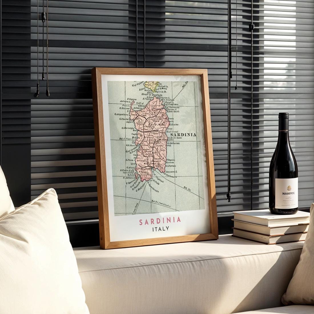1899 Sardinia Map Poster, Vintage Italy Travel Wall Art (Digital Download)