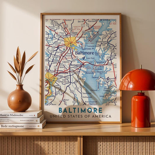 Vintage Baltimore Map Poster, Maryland City Art Print (Digital Download)