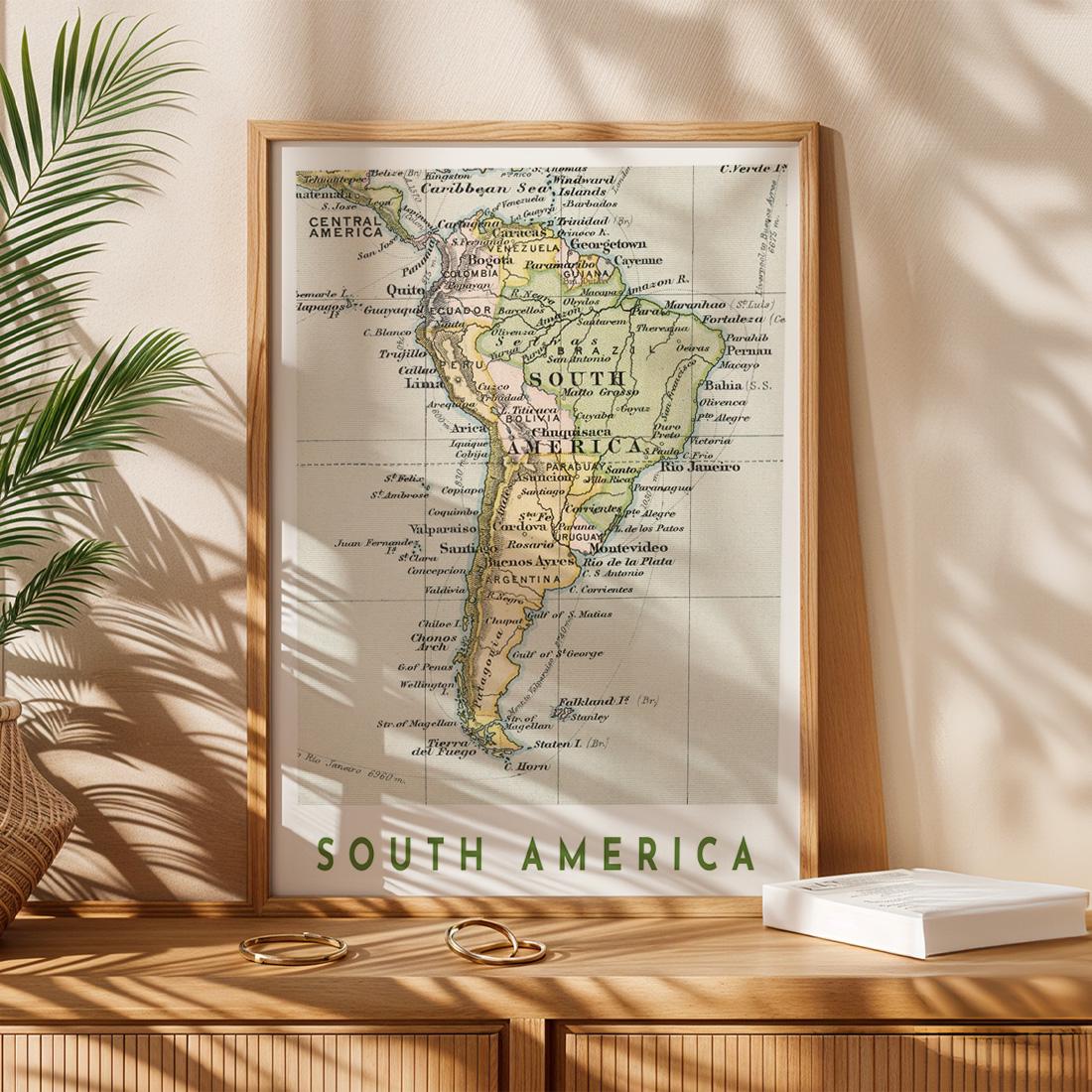 1892 South America Patagonia Map Poster, Vintage Argentina Brazil Wall Art (Digital Download)