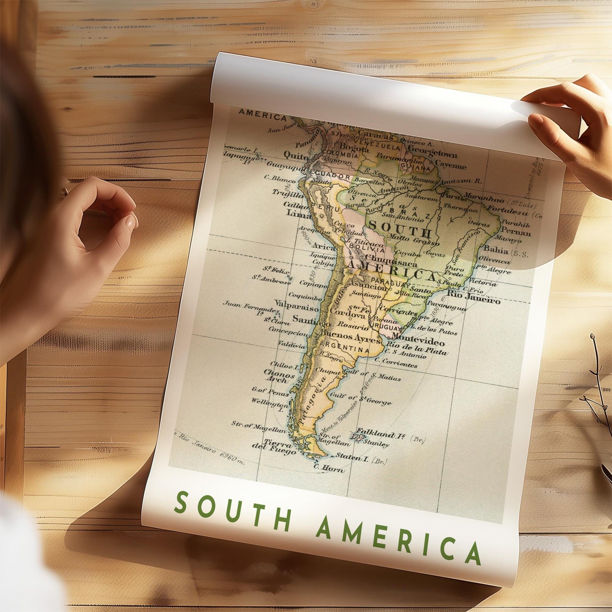 1892 South America Patagonia Map Poster, Vintage Argentina Brazil Wall Art (Digital Download)