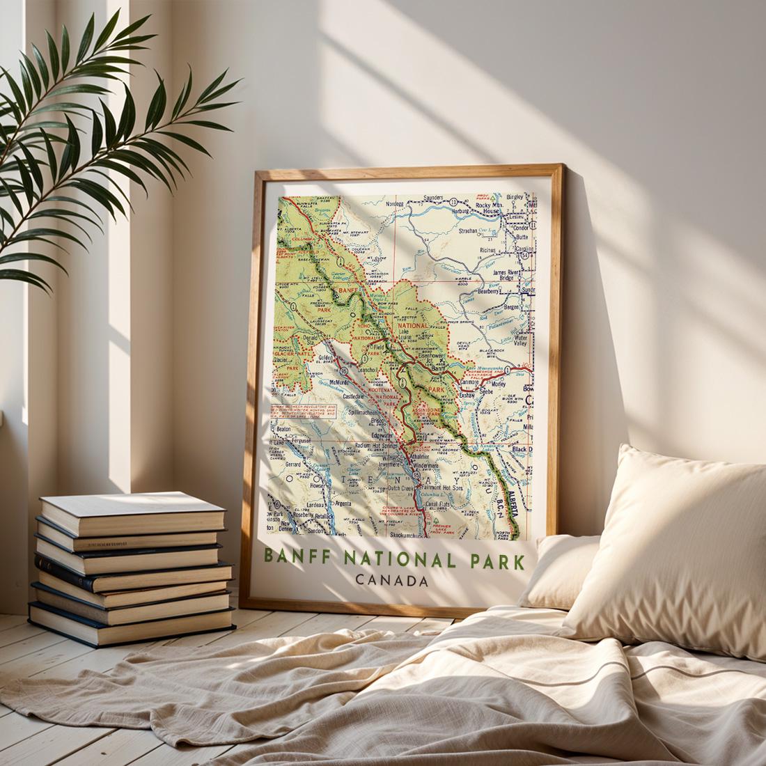 Vintage Banff National Park Map Poster, Canada Travel Wall Art (Digital Download)