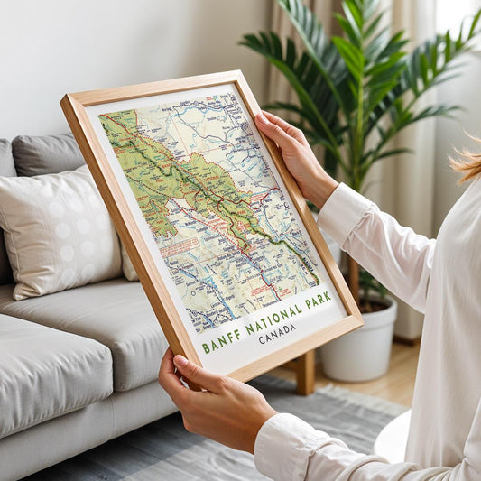 Vintage Banff National Park Map Poster, Canada Travel Wall Art (Digital Download)