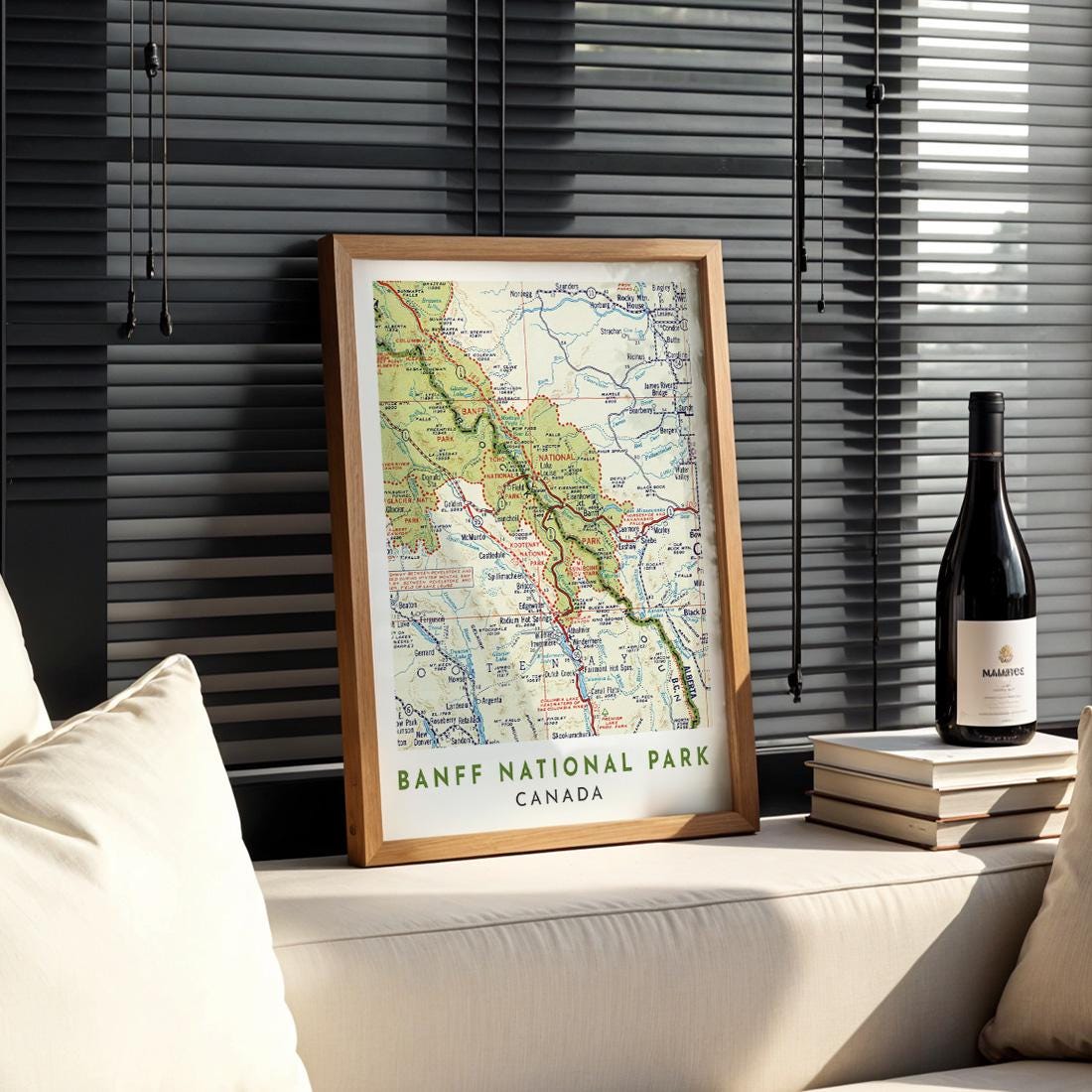 Vintage Banff National Park Map Poster, Canada Travel Wall Art (Digital Download)