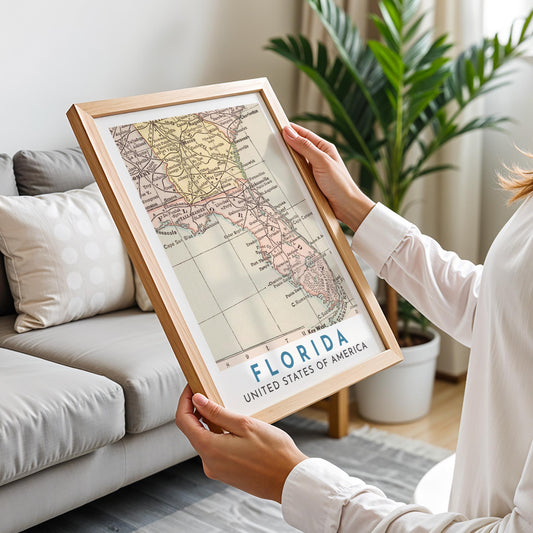 Vintage Florida Map Print, Travel Wall Art (Digital Download)