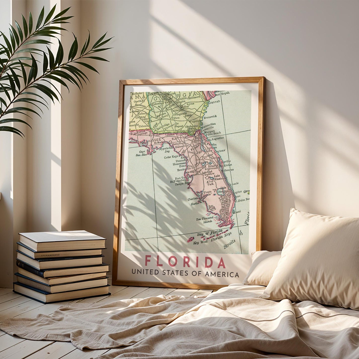 Vintage Florida Map Print, Travel Wall Art (Digital Download)
